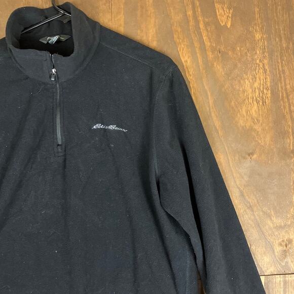 Eddie Bauer Mens Sweatshirt Black Fleece 1/4 Zip Outdoor Long Sleeve Large - Picture 5 of 12
